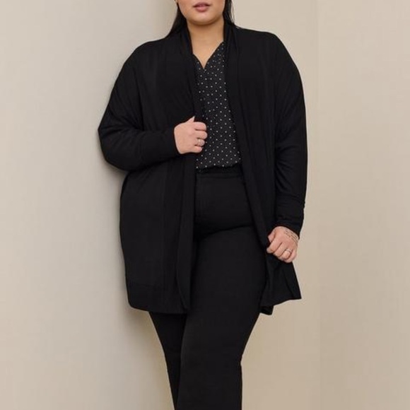 Torrid Black Super Soft Dolman Sleeve Open Front Cardigan - Picture 1 of 9